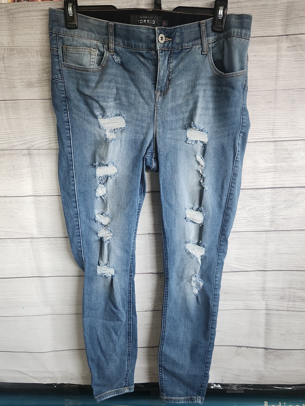torrid Light Blue Distressed Skinny Jeans